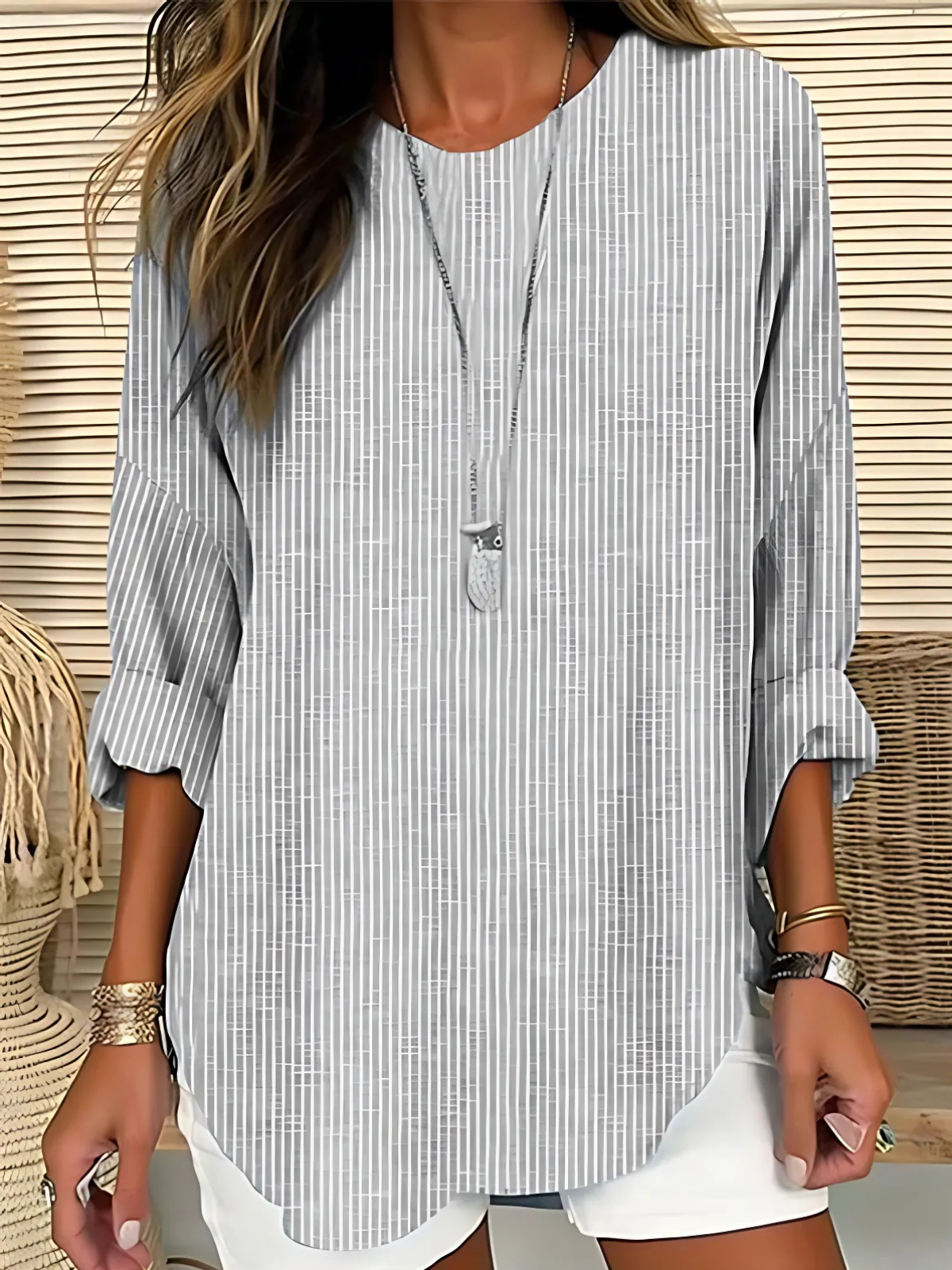 Striped Blouse for Women | Casual Summer Top with Trendy Print & Lightweight Fabric