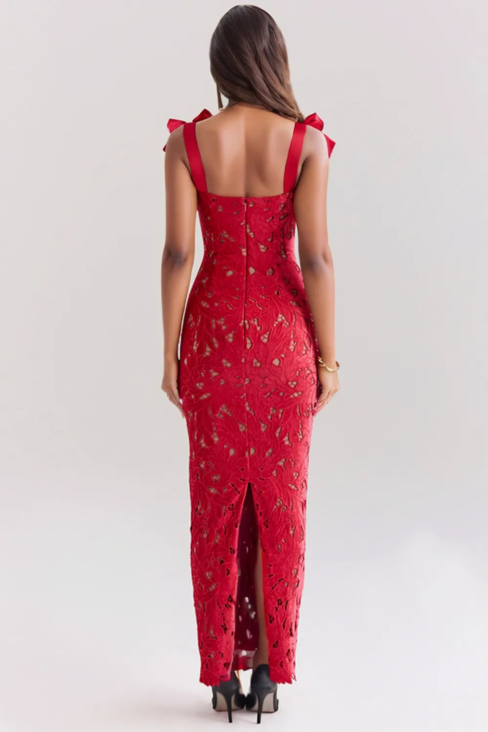 Women's Floral Lace Sweetheart Neck Flutter Sleeve Maxi Evening Dress Wedding Guest Stuur de beschrijving maar! π