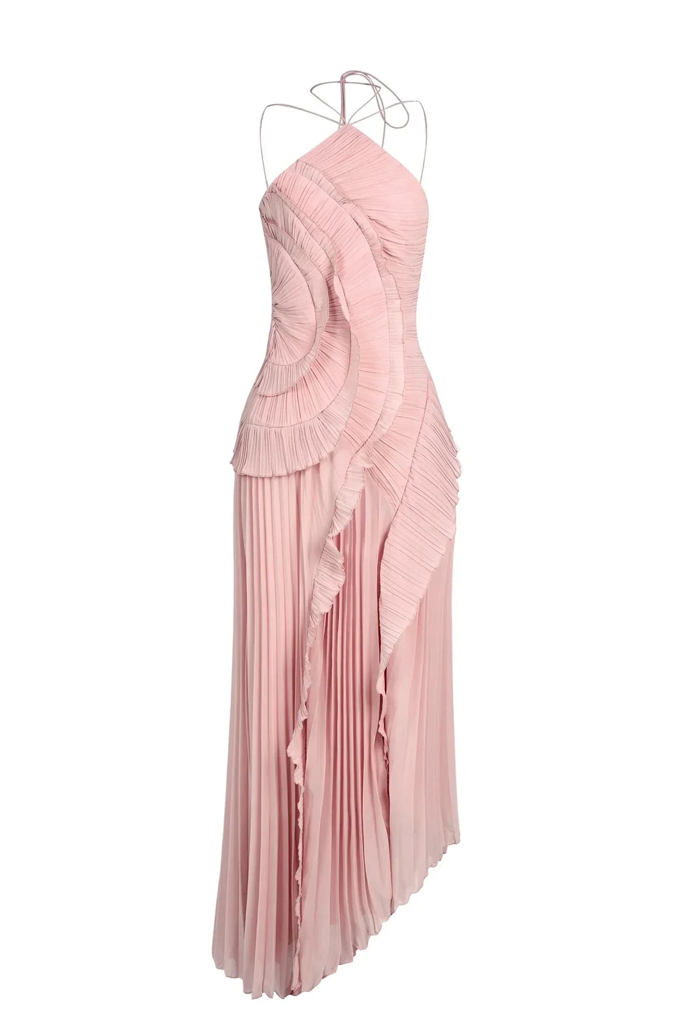 Women’s Pleated Ruffled Maxi Wedding Guest Dress