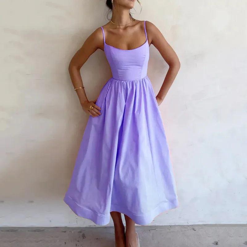 Women's Sleeveless Fitted Midi Dress | Elegant Casual Summer & Formal Dress