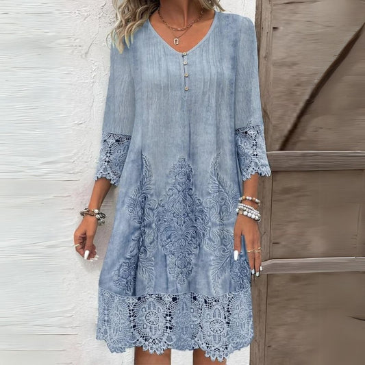 Women's Floral Embroidered Midi Dress | Botanical Print Casual & Evening Dress