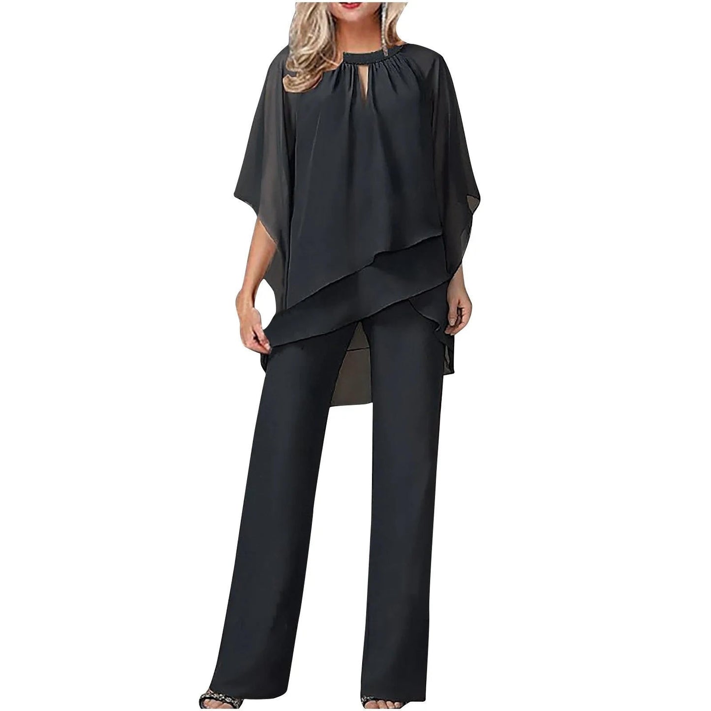Women's Chiffon Pantsuit | Elegant Formal Festive Two-Piece Suit