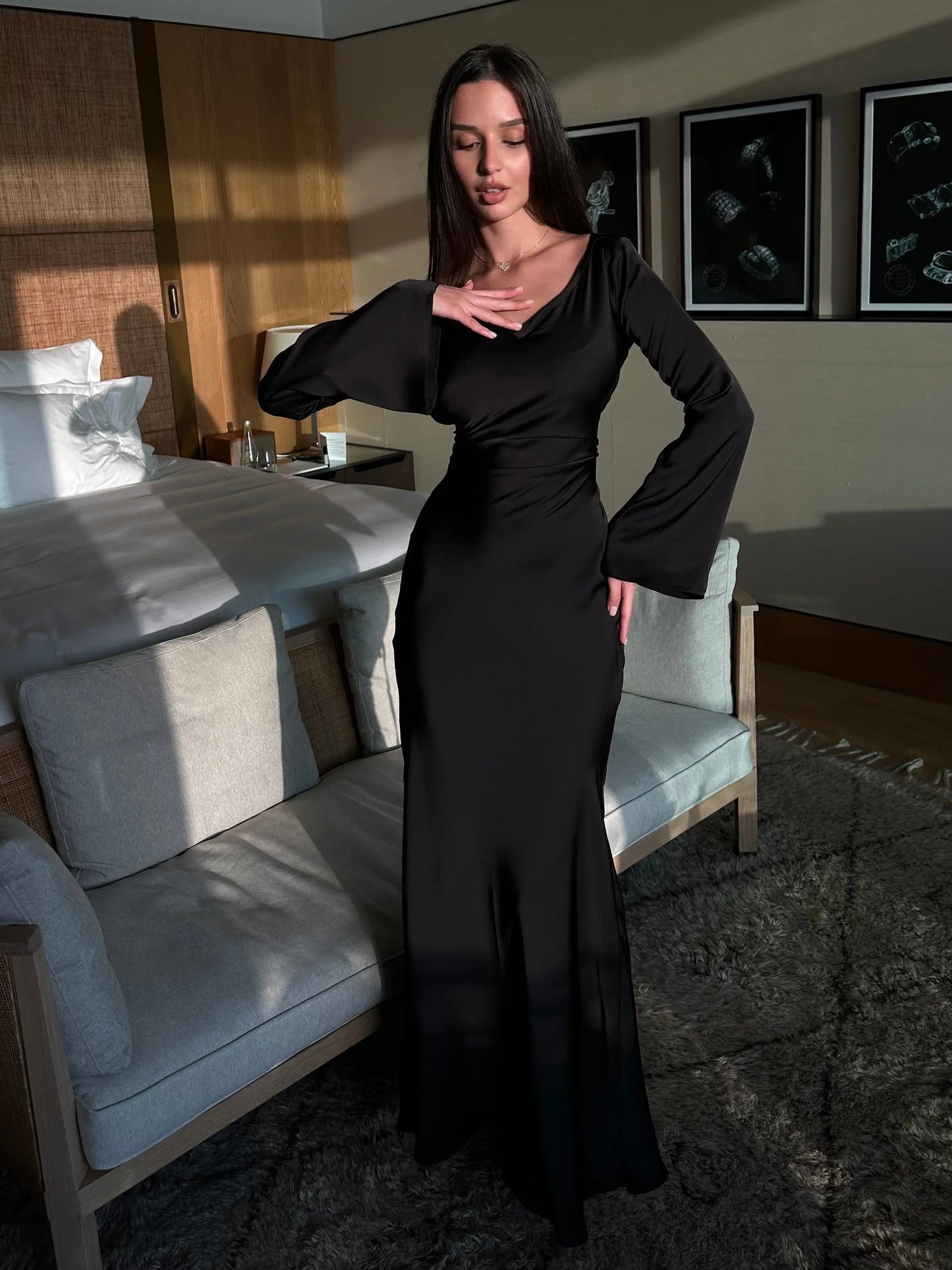 Women's Long Sleeve Maxi Dress | Casual Elegant Floor Length Everyday Dress