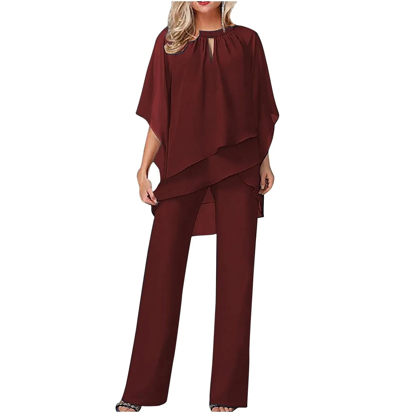 Women's Chiffon Pantsuit | Elegant Formal Festive Two-Piece Suit