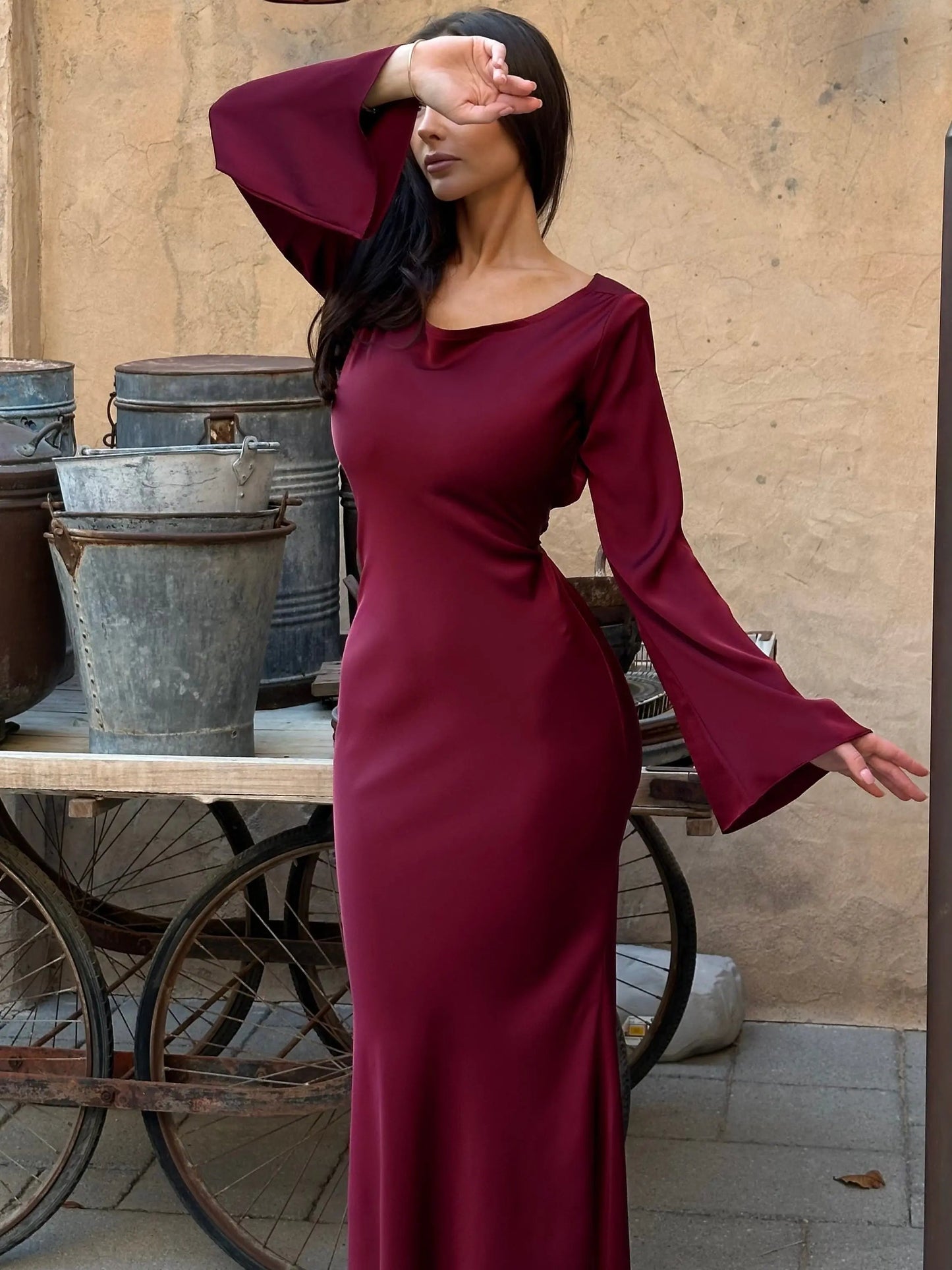 Women's Long Sleeve Maxi Dress | Casual Elegant Floor Length Everyday Dress