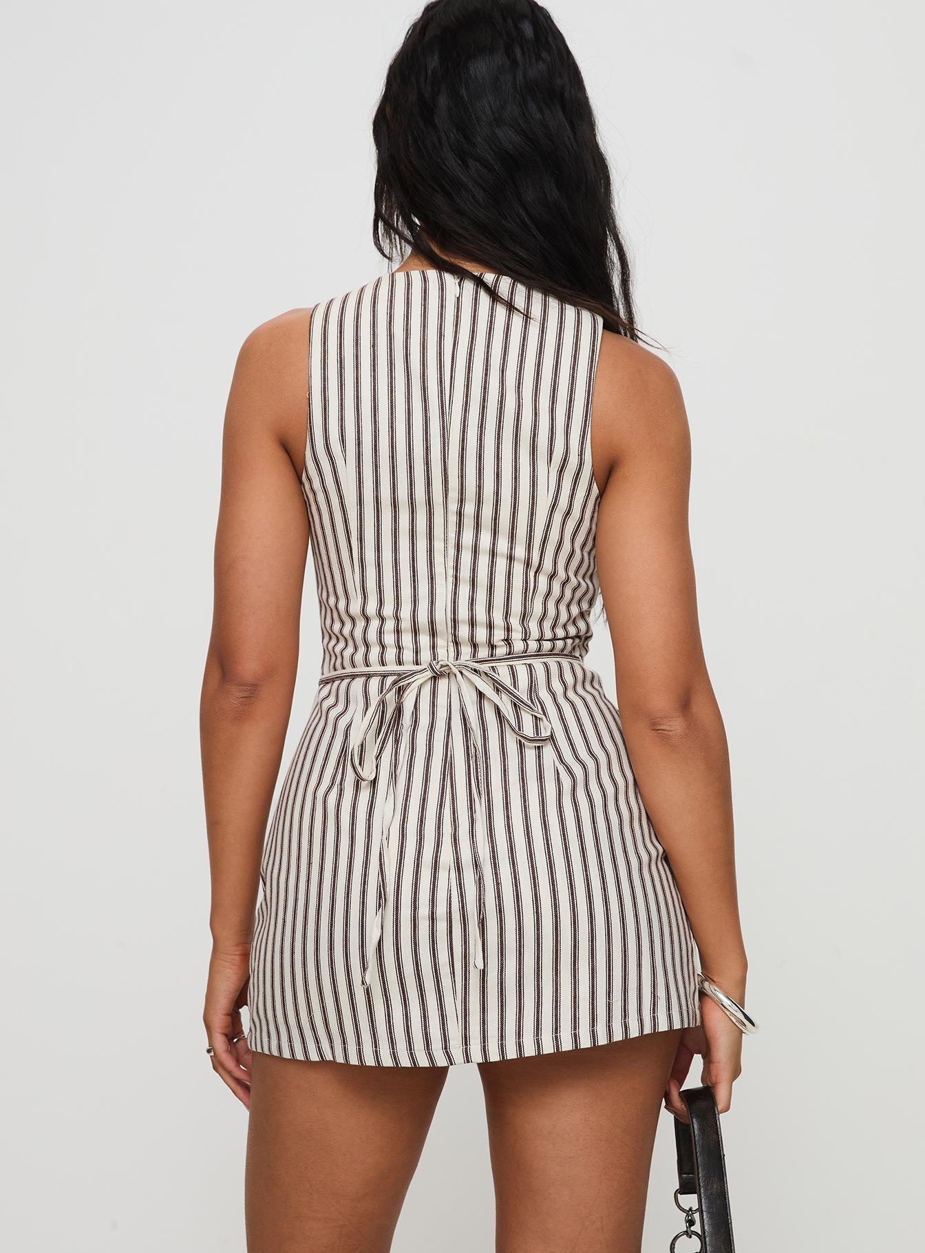 Women's Striped Romper | Sleeveless Round Neck Playsuit with Built-In Shorts