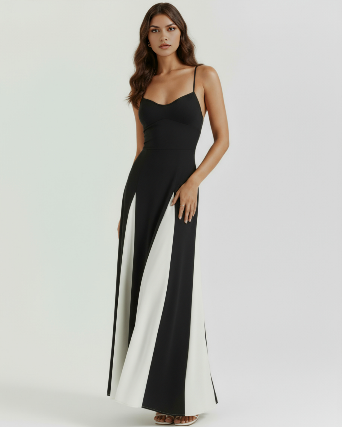 Women's Color Block Spaghetti Strap Wide Leg Jumpsuit Formal Evening