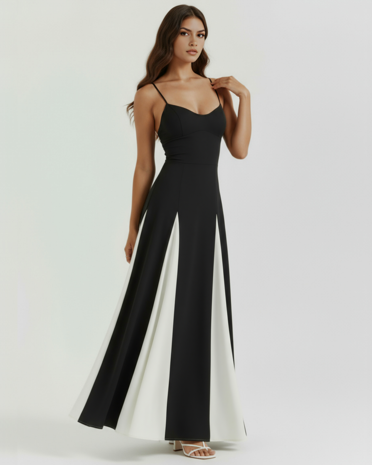 Women's Color Block Spaghetti Strap Wide Leg Jumpsuit Formal Evening