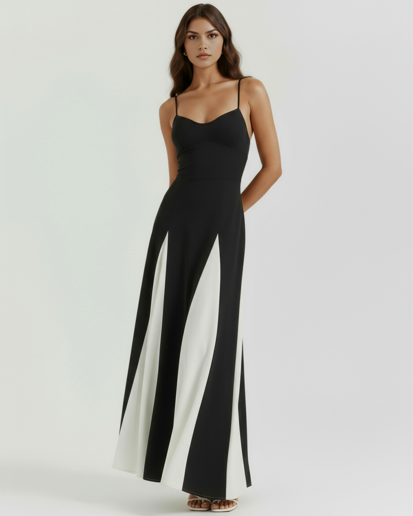 Women's Color Block Spaghetti Strap Wide Leg Jumpsuit Formal Evening