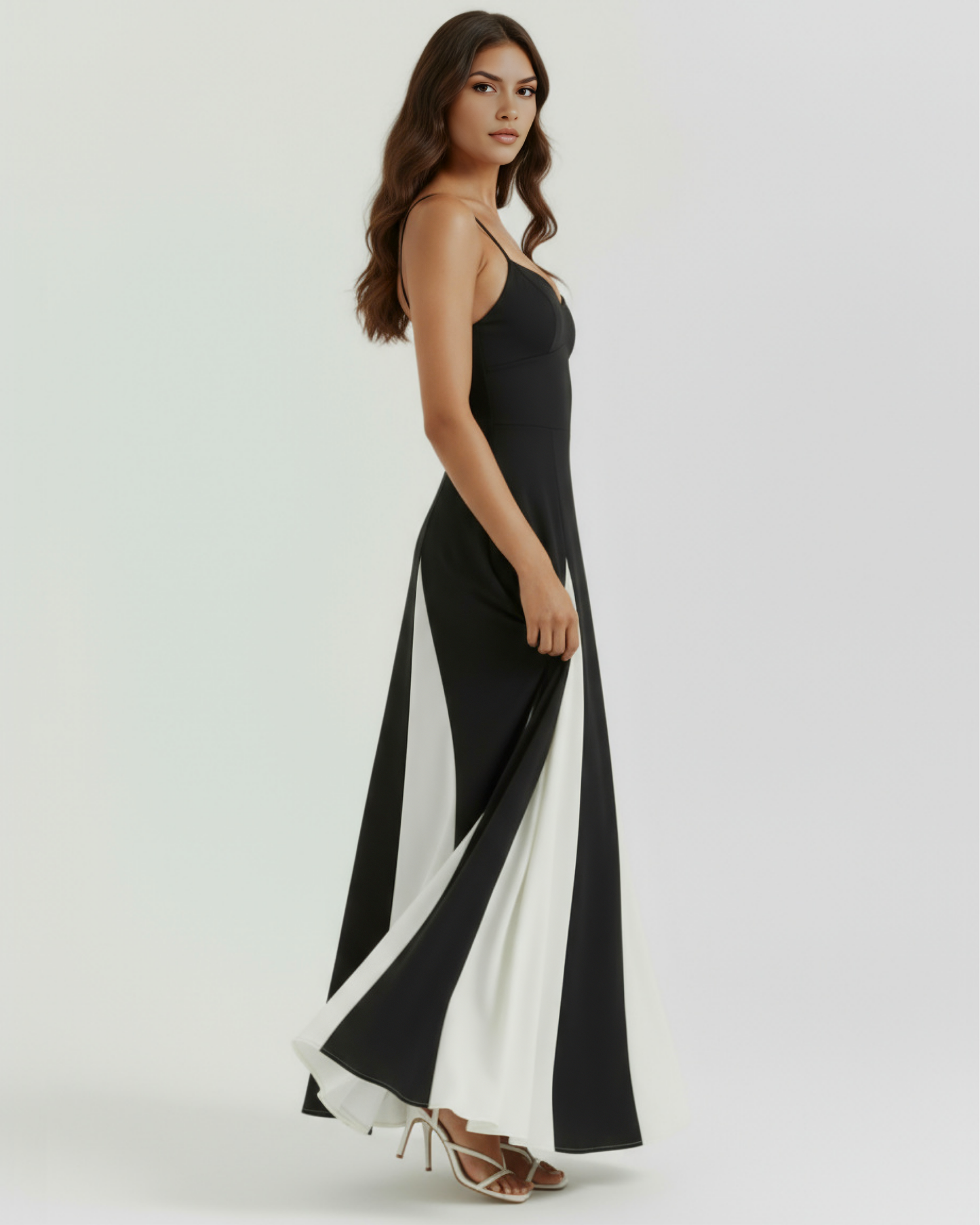 Women's Color Block Spaghetti Strap Wide Leg Jumpsuit Formal Evening