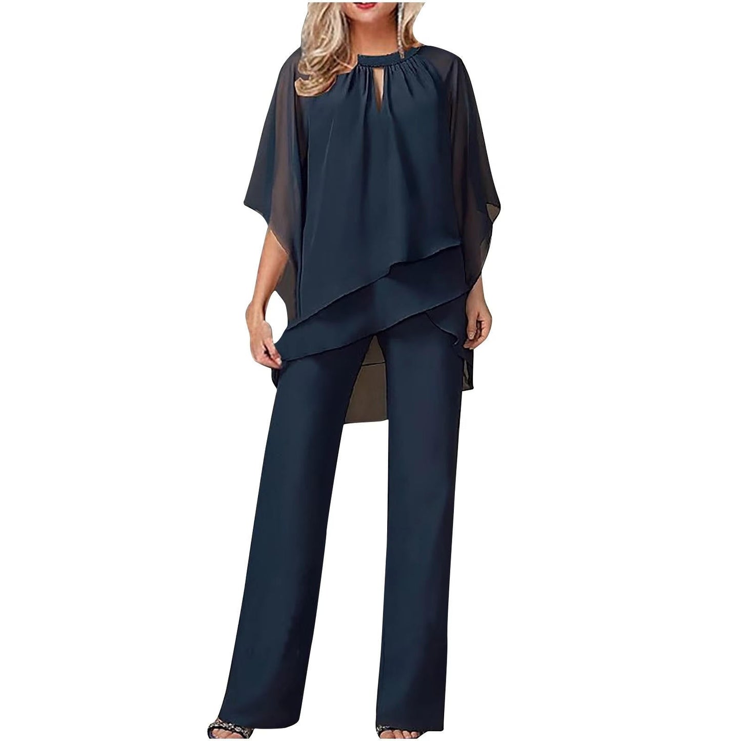Women's Chiffon Pantsuit | Elegant Formal Festive Two-Piece Suit