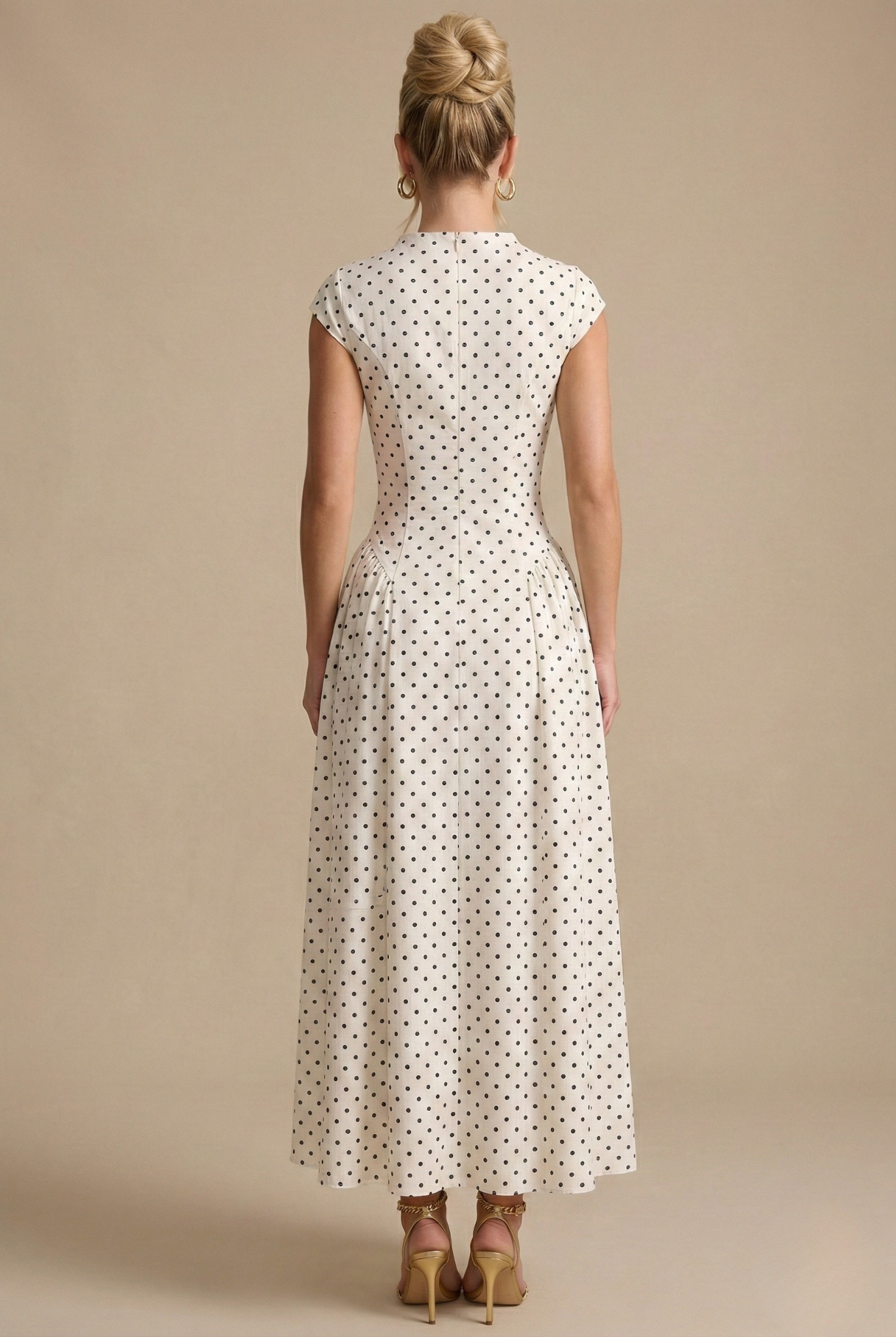 Women's Polka Dot Maxi Dress | Round Neck A-Line Casual Summer Dress