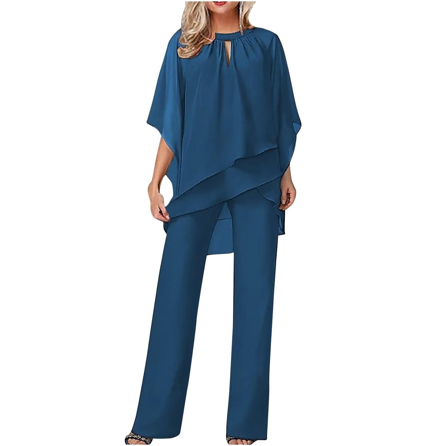 Women's Chiffon Pantsuit | Elegant Formal Festive Two-Piece Suit