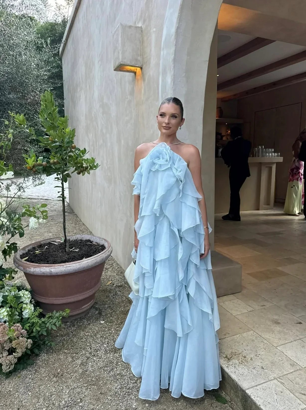 Women's Sleeveless Layers Ruffles Maxi Prom Dress