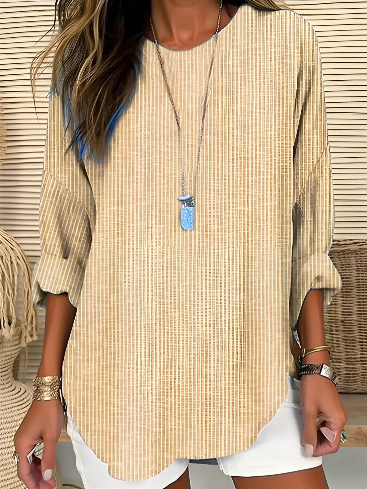 Striped Blouse for Women | Casual Summer Top with Trendy Print & Lightweight Fabric