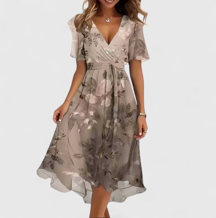 Women's Floral V-Neck Dress | Flutter Sleeve Wedding Guest & Summer Cocktail Dress