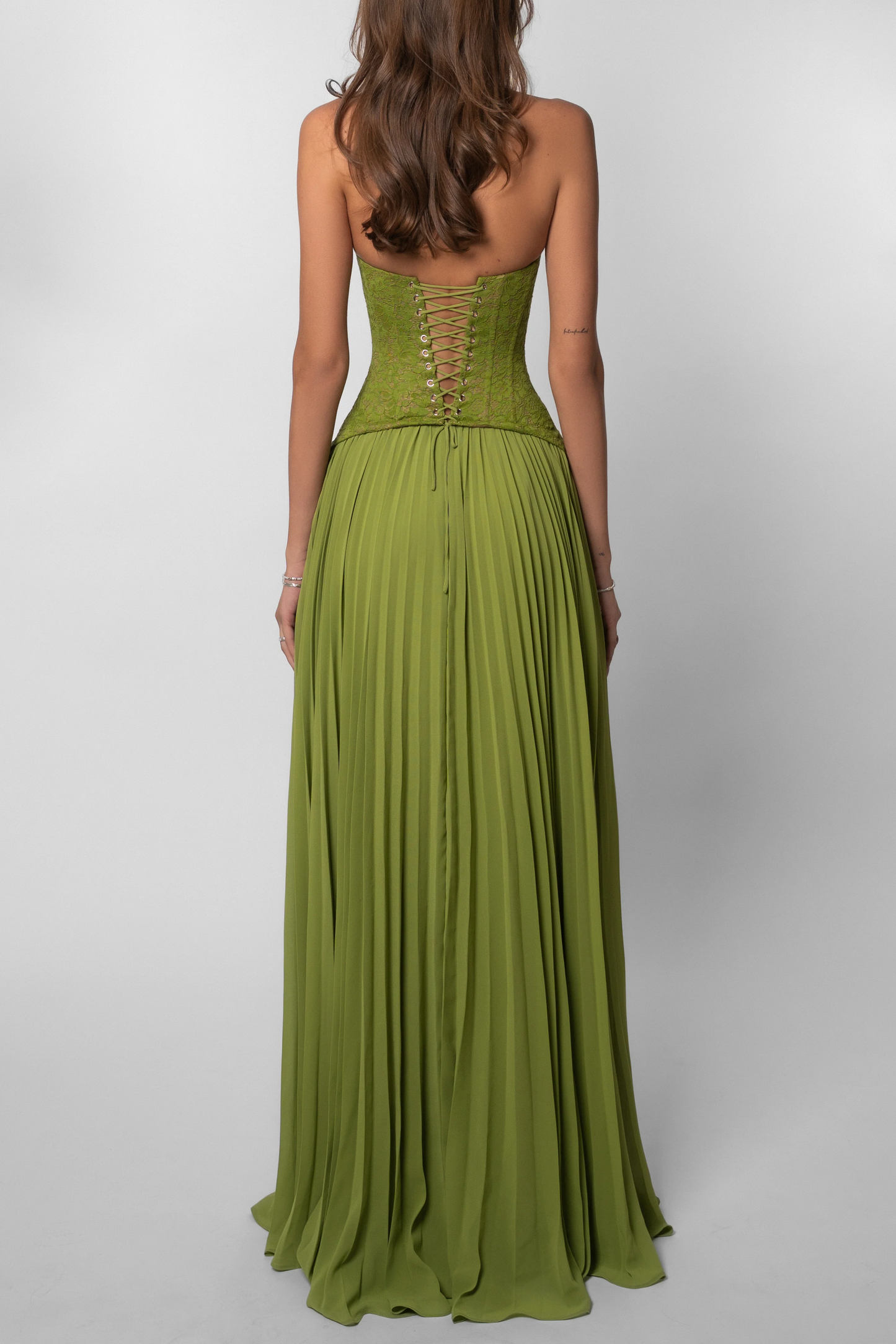 Women's Pleated Corset Maxi Wedding Guest Dress