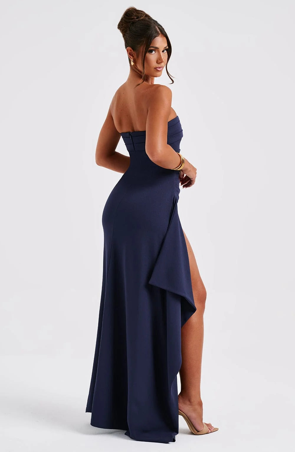 Women's Strapless Slit Maxi Prom Dress