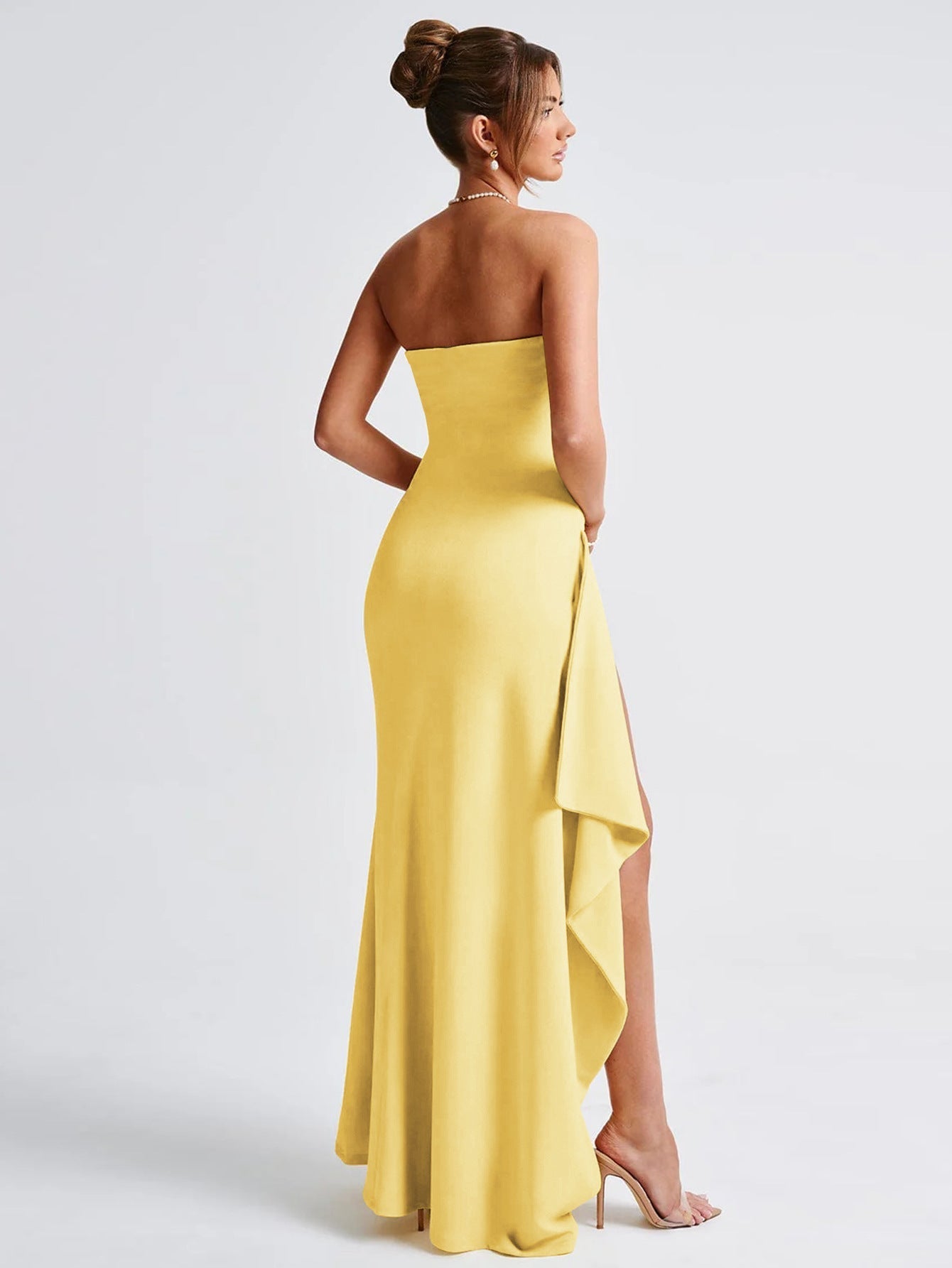 Women's Strapless Slit Maxi Prom Dress