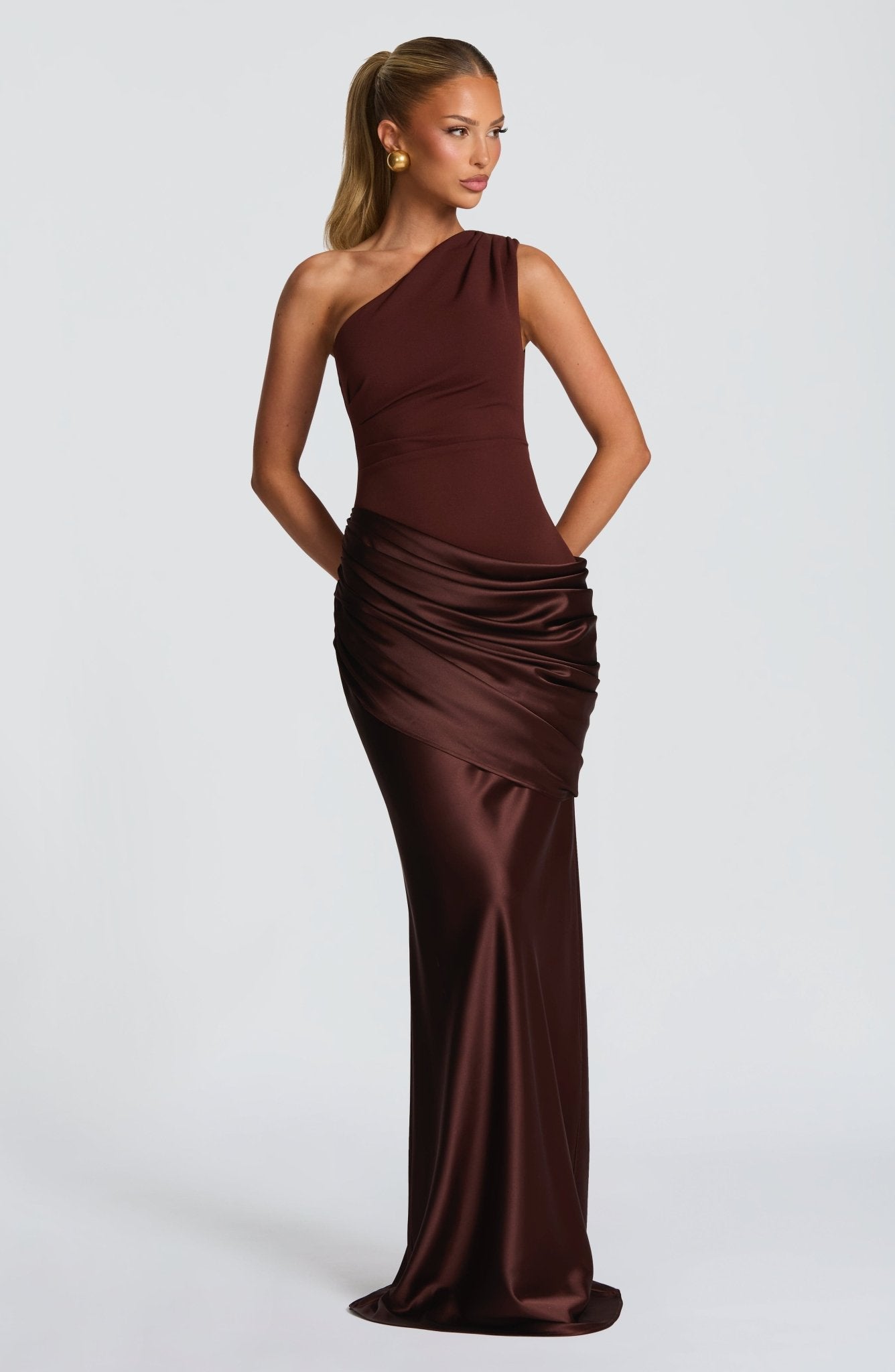 Women's One-Shoulder Maxi Wedding Guest Dress