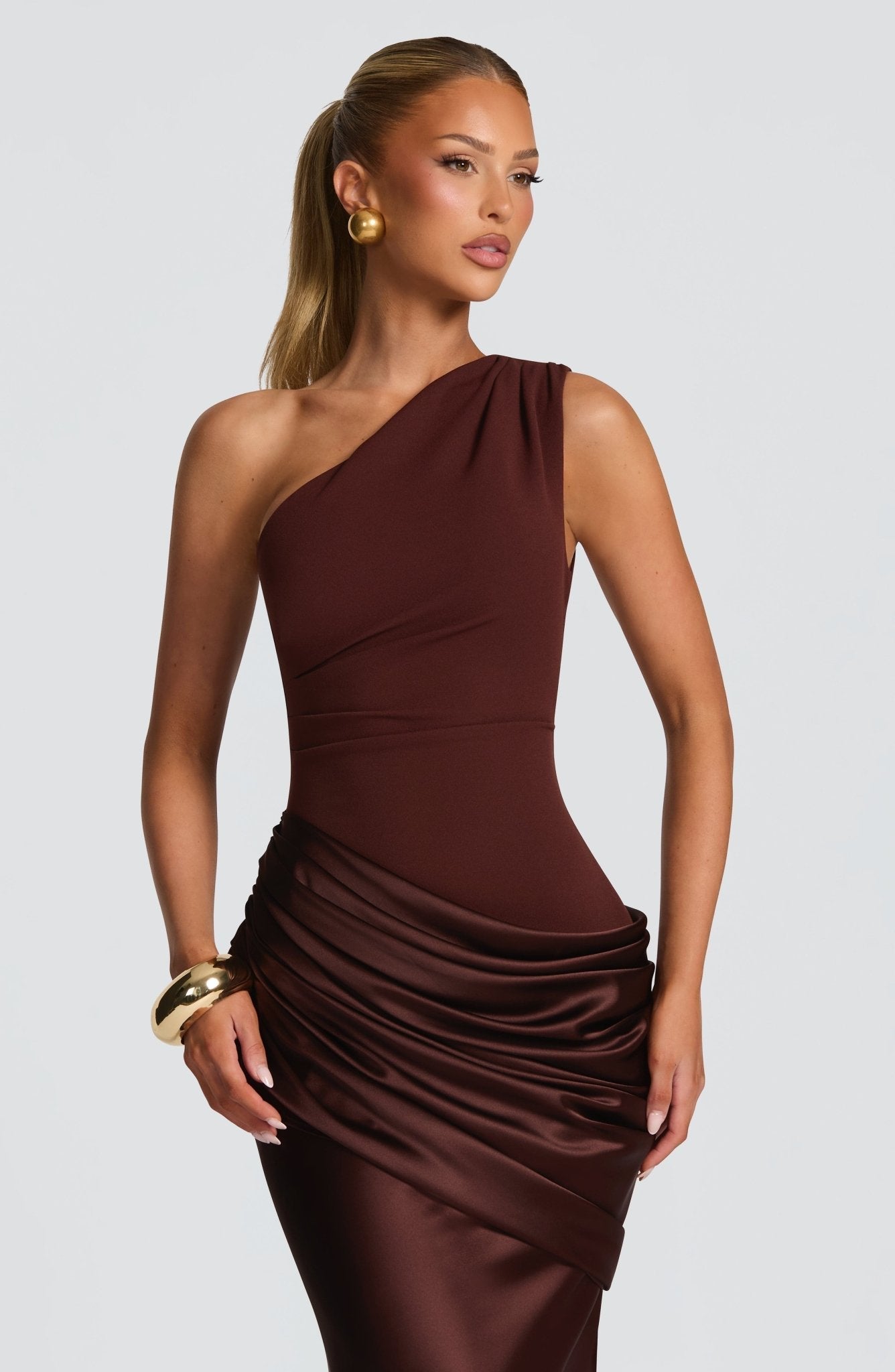 Women's One-Shoulder Maxi Wedding Guest Dress