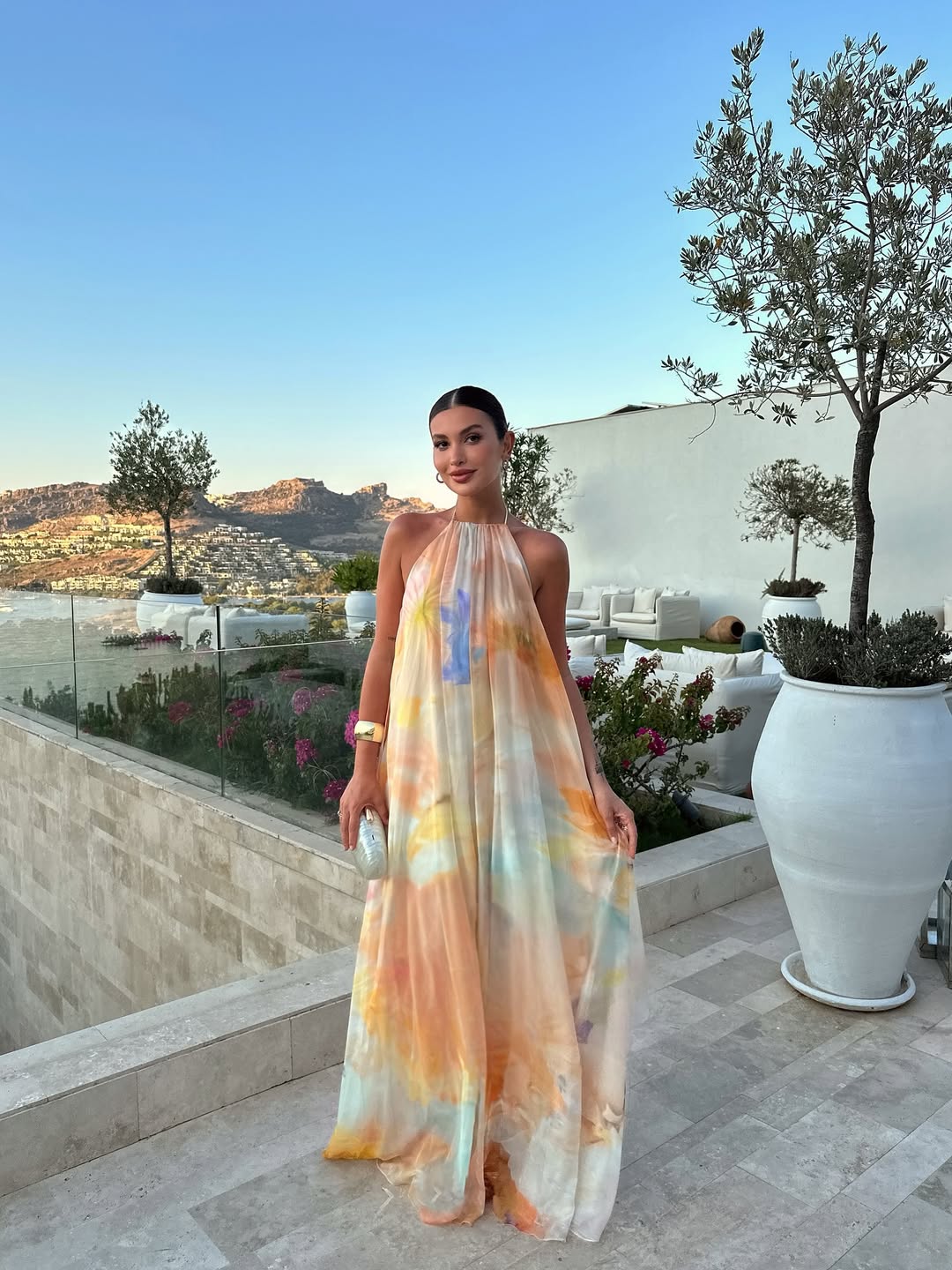 Women's Printed Halter Maxi Summer Wedding Guest Dress