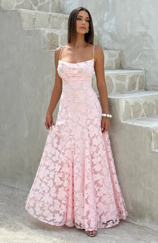 Women's Floral Sleeveless Maxi Wedding Guest Dress