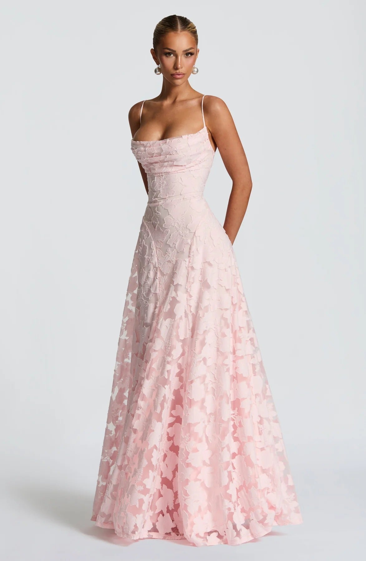 Women's Floral Sleeveless Maxi Wedding Guest Dress