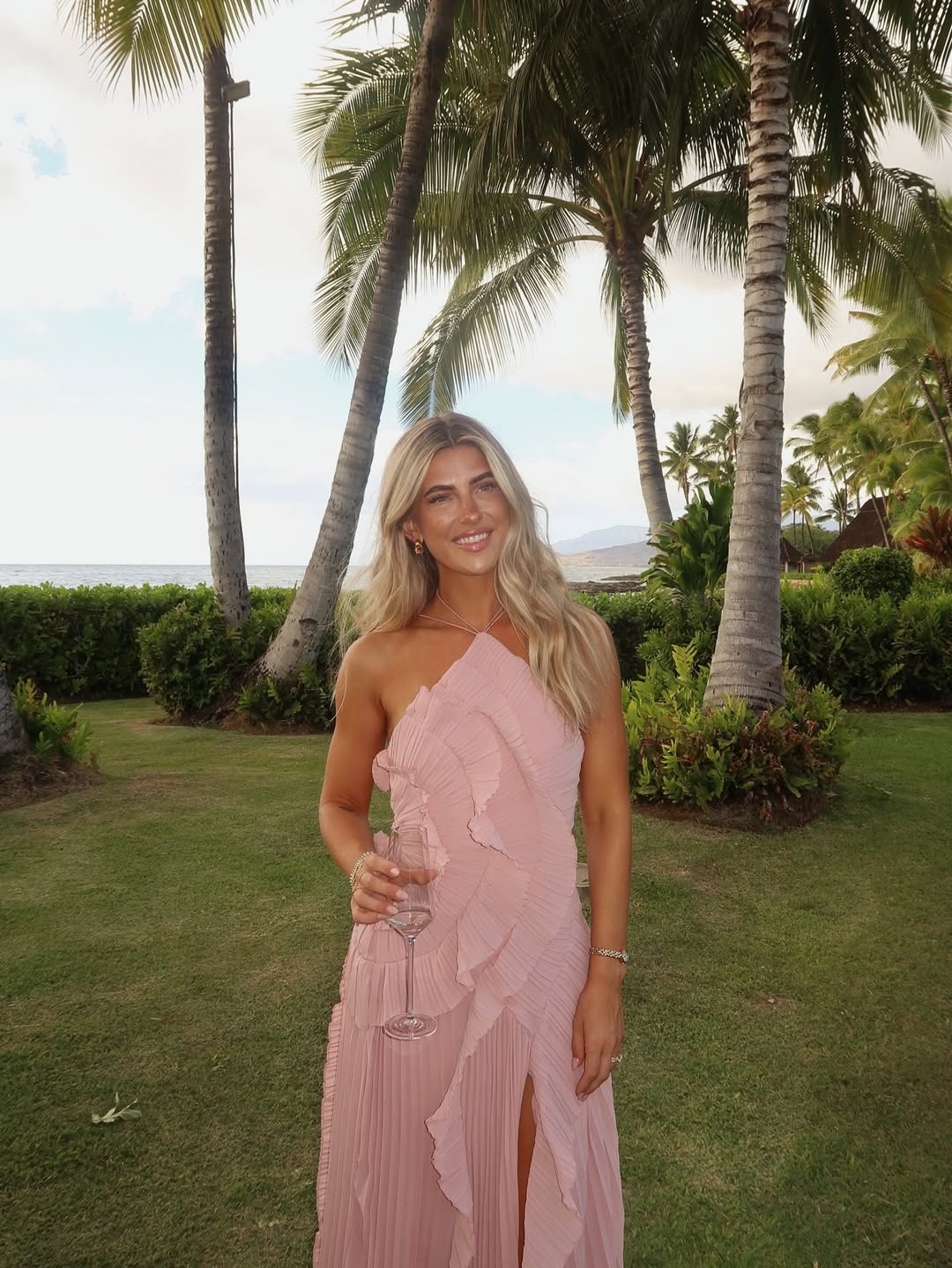 Women’s Pleated Ruffled Maxi Wedding Guest Dress