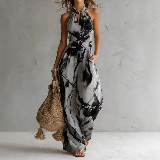 Women's Flowy Halter Maxi Dress | Sleeveless Casual Summer Beach Dress