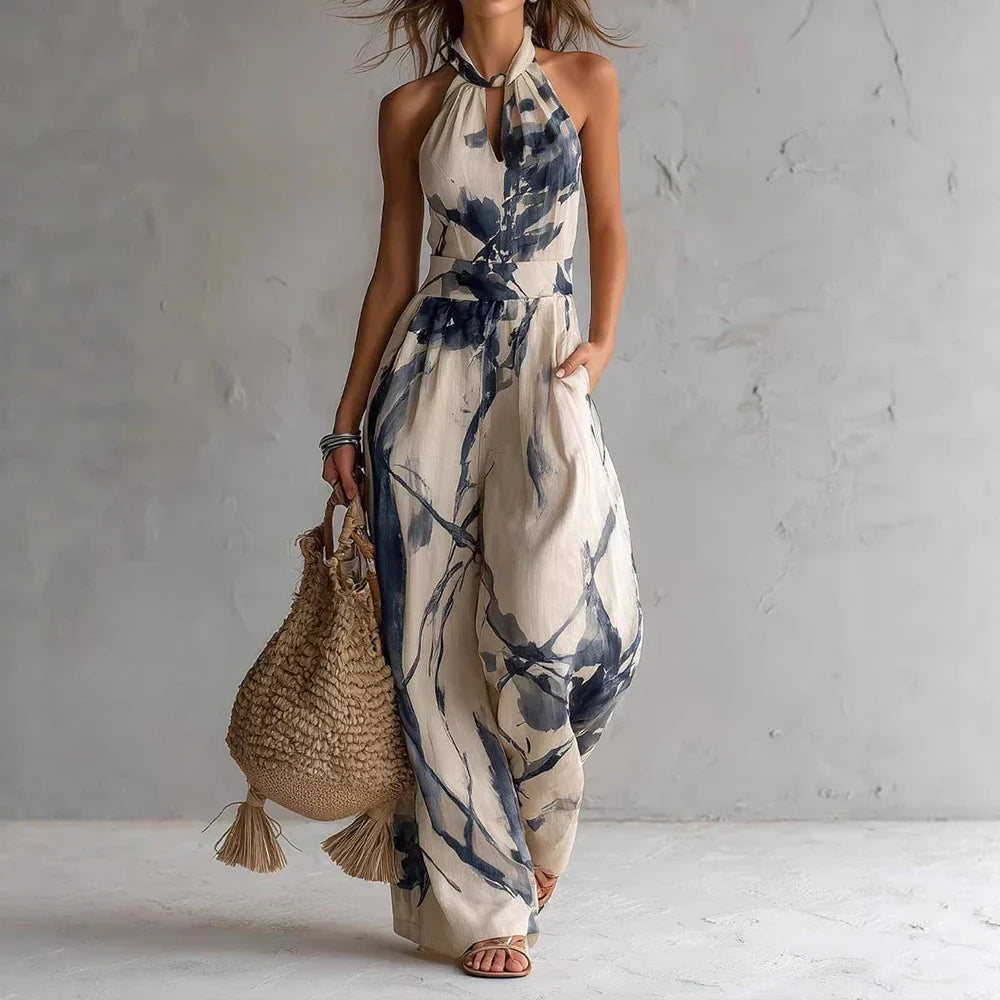 Women's Flowy Halter Maxi Dress | Sleeveless Casual Summer Beach Dress