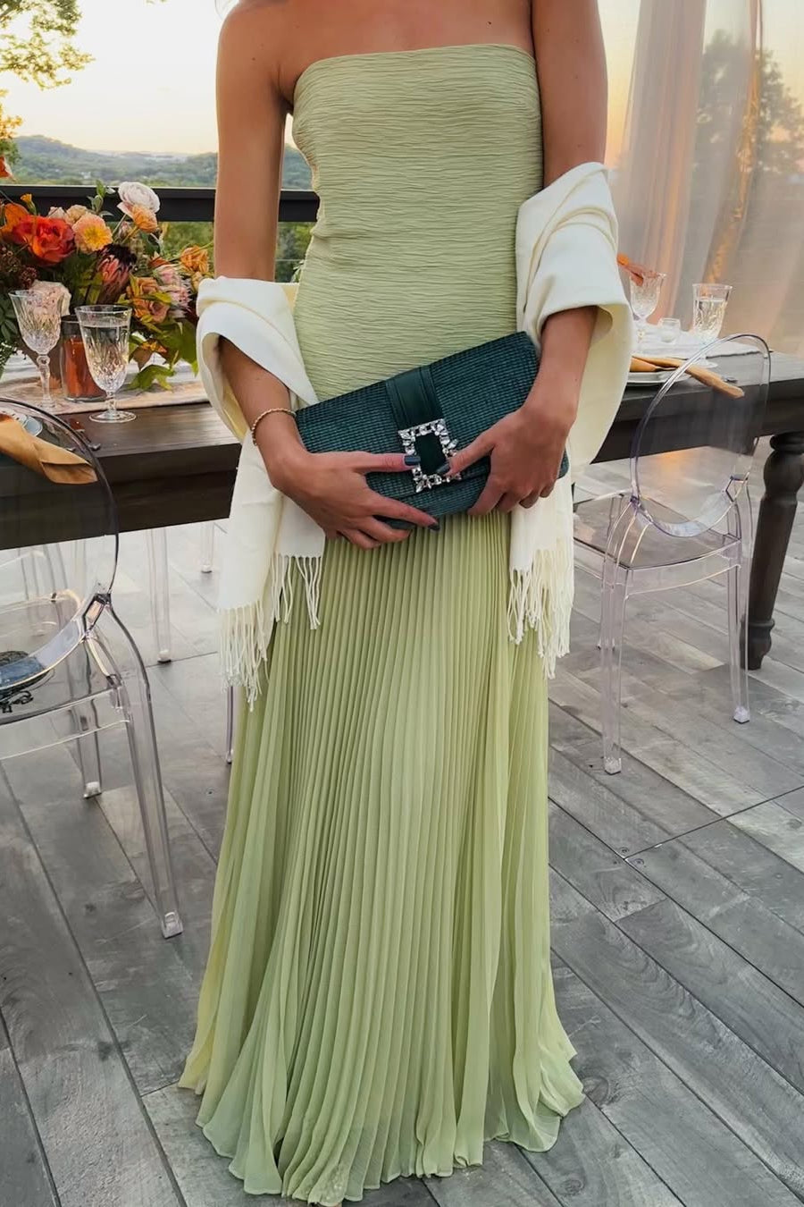 Women's Strapless Maxi Wedding Guest Dress