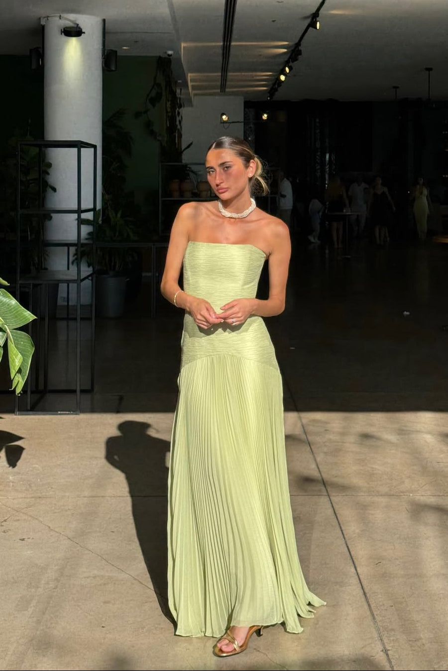 Women's Strapless Maxi Wedding Guest Dress