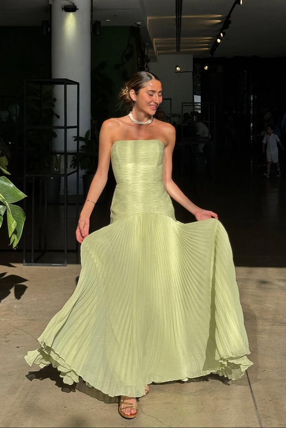 Women's Strapless Maxi Wedding Guest Dress