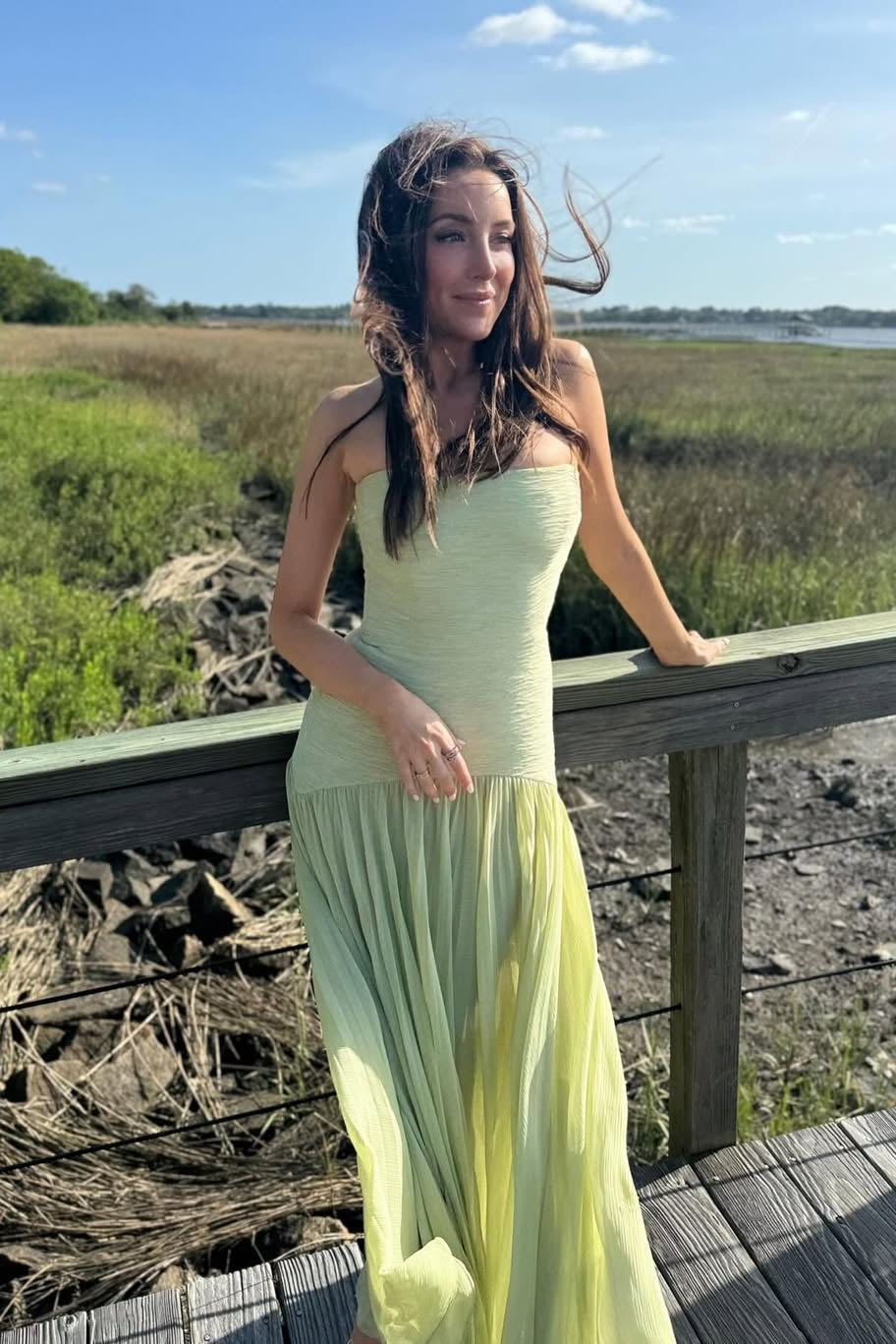 Women's Strapless Maxi Wedding Guest Dress