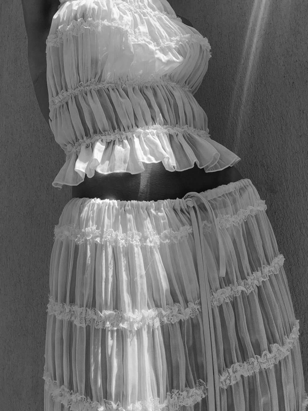 Women's Boho Ruffle Two-Piece Set | Flowy Skirt & Ruffled Top Summer Matching Outfit