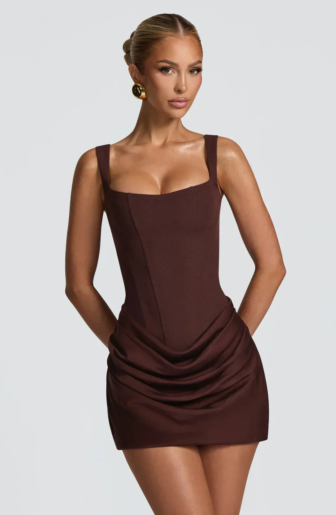 Women's Sleeveless Draped Corset Mini Dress