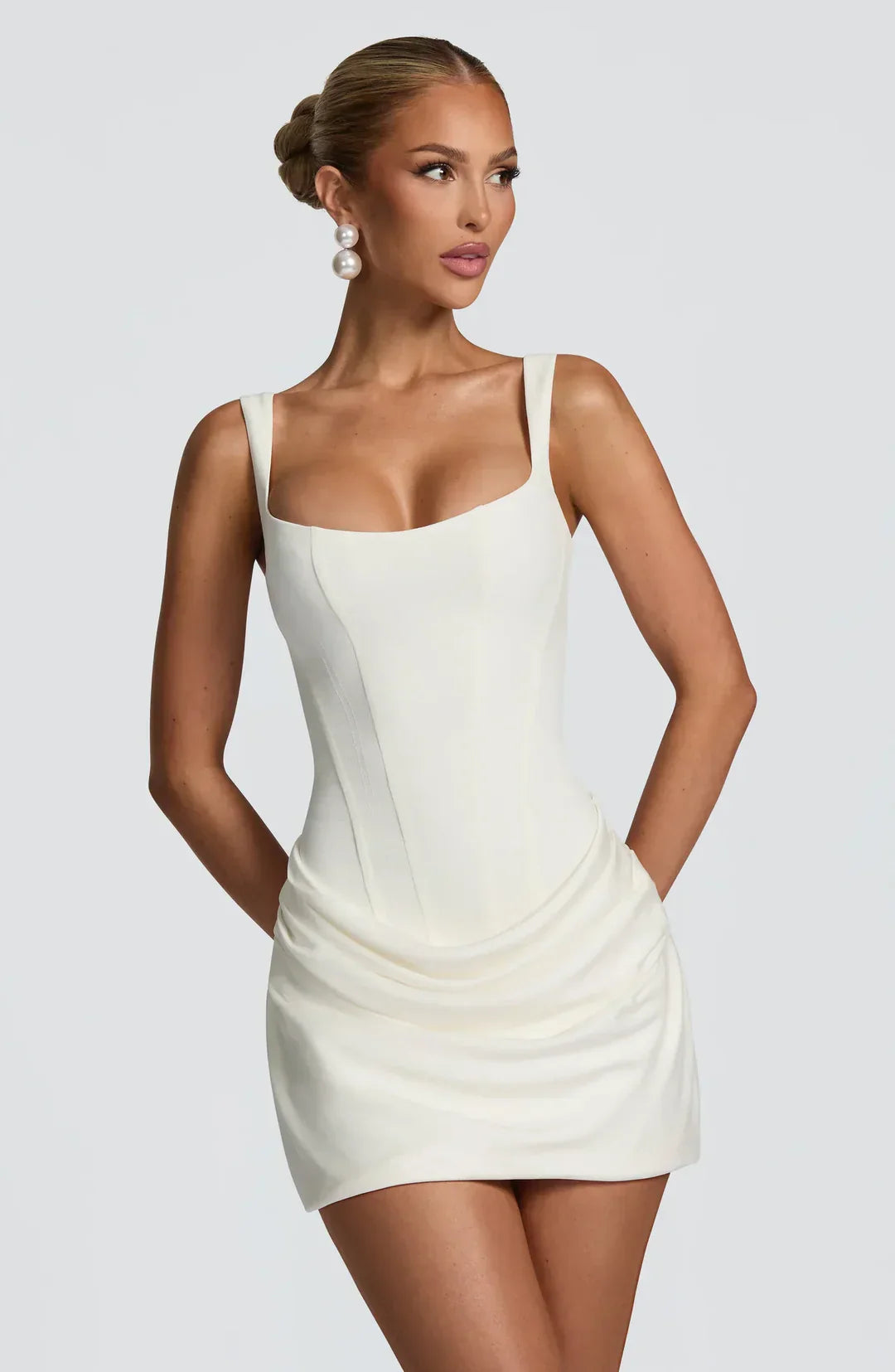 Women's Sleeveless Draped Corset Mini Dress