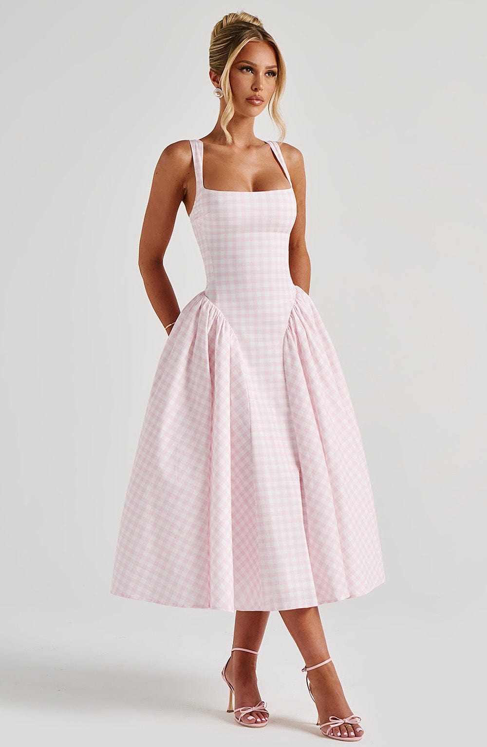 Women's A-Line Midi Dress | Square Neck Sleeveless Elegant Formal & Casual Dress