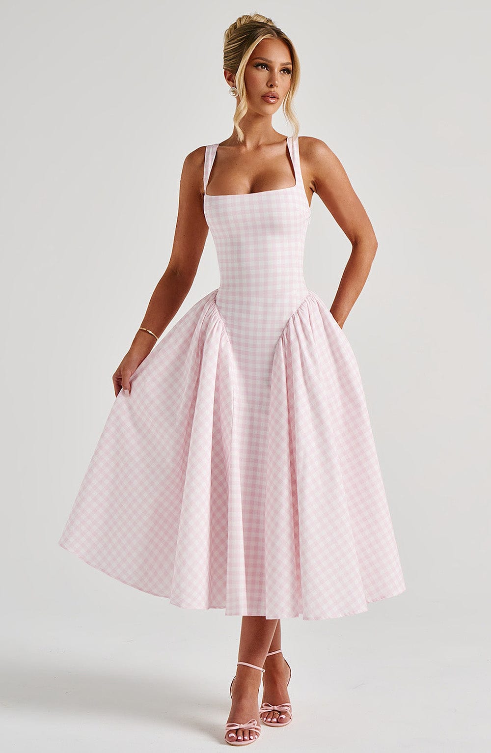 Women's A-Line Midi Dress | Square Neck Sleeveless Elegant Formal & Casual Dress