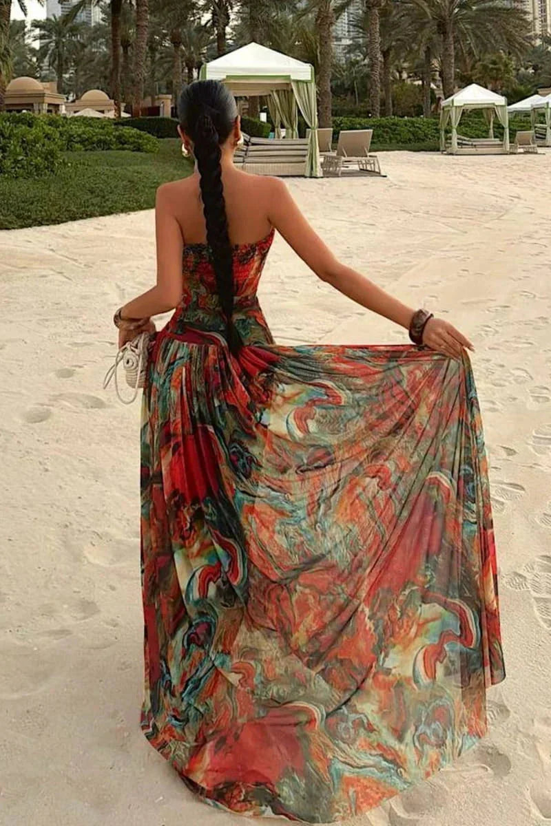 Women's Strapless Maxi Vacation Summer Dress