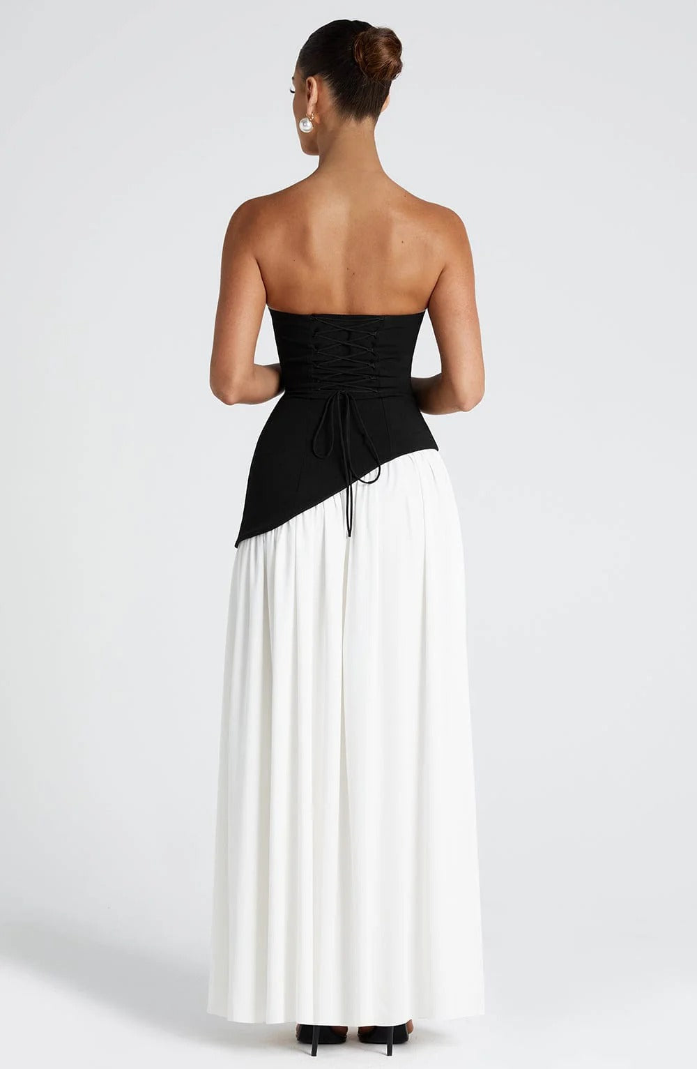 Women's Strapless Maxi Wedding Guest Dress with Scarf