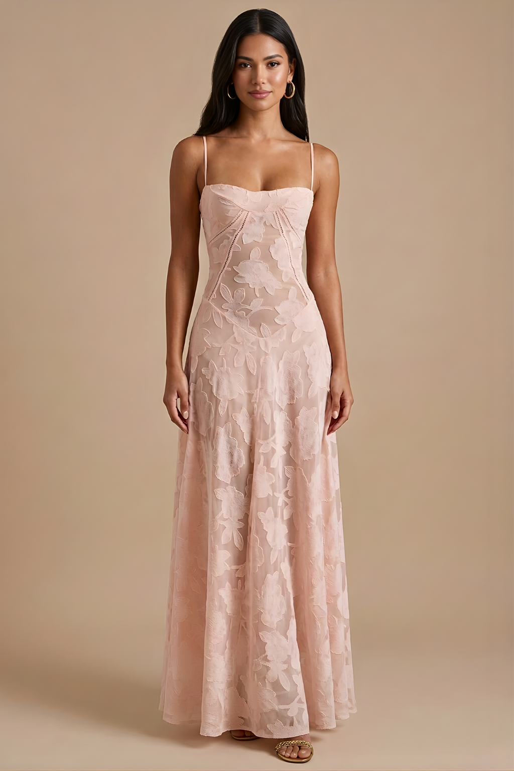 Women's Lace Maxi Dress | Spaghetti Strap Corset Lace-Up Back Formal Evening Dress