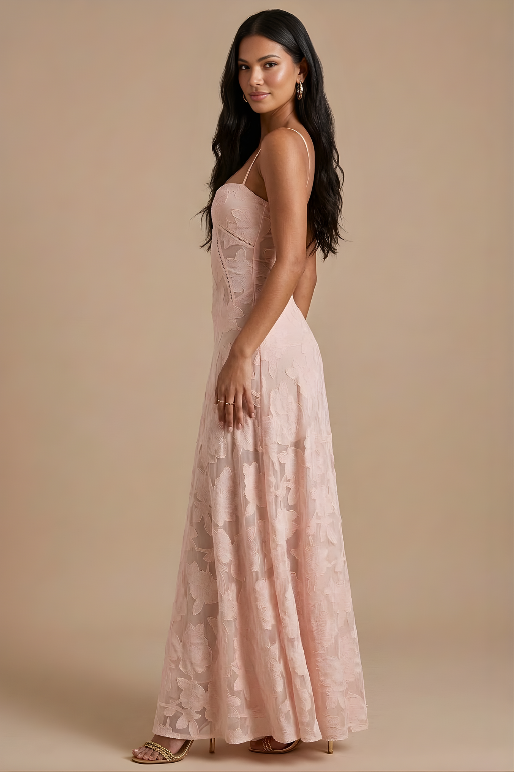 Women's Lace Maxi Dress | Spaghetti Strap Corset Lace-Up Back Formal Evening Dress
