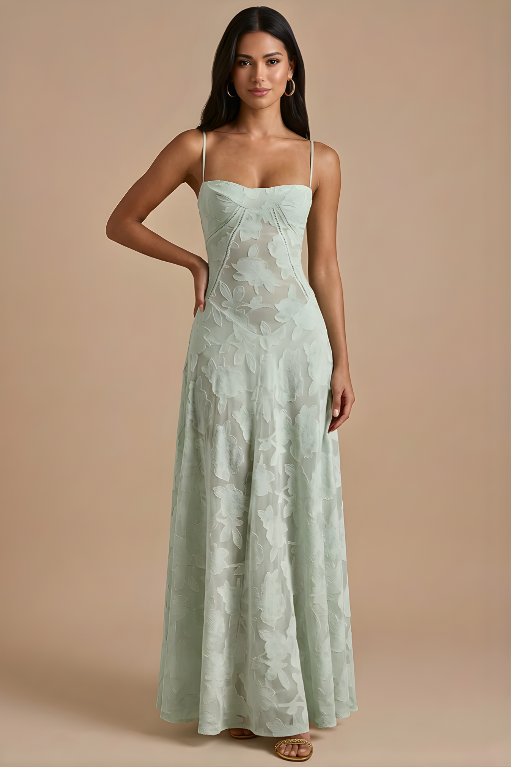 Women's Lace Maxi Dress | Spaghetti Strap Corset Lace-Up Back Formal Evening Dress