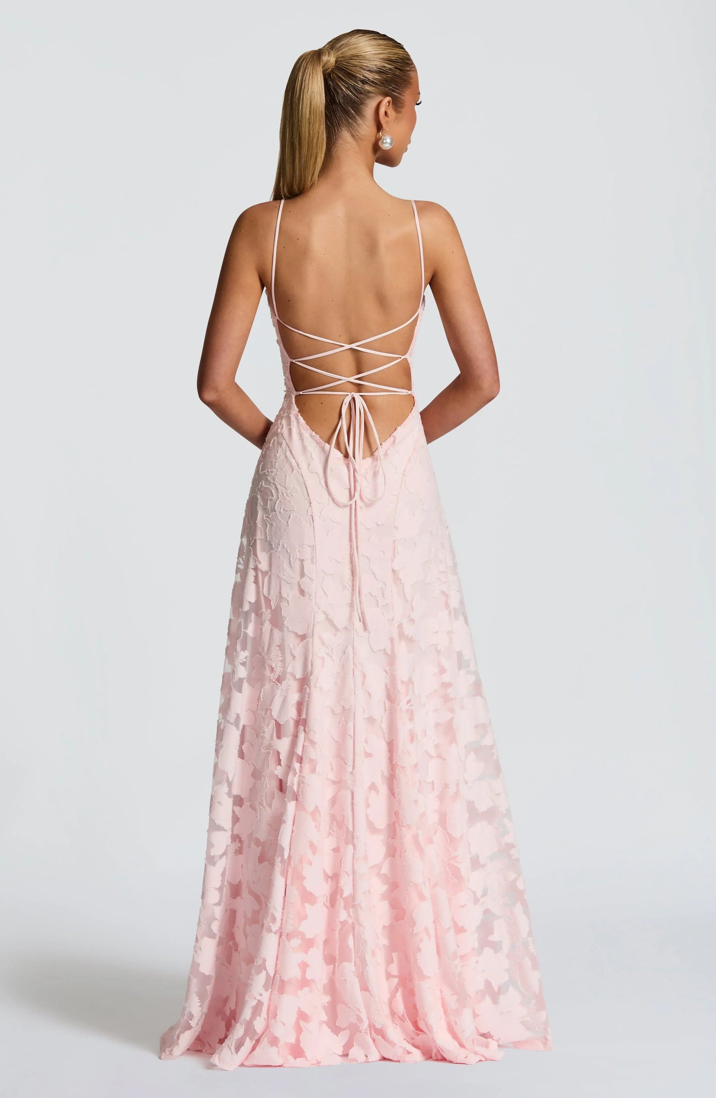 Women's Floral Lace Spaghetti Strap A-Line Maxi Evening Dress Wedding Guest