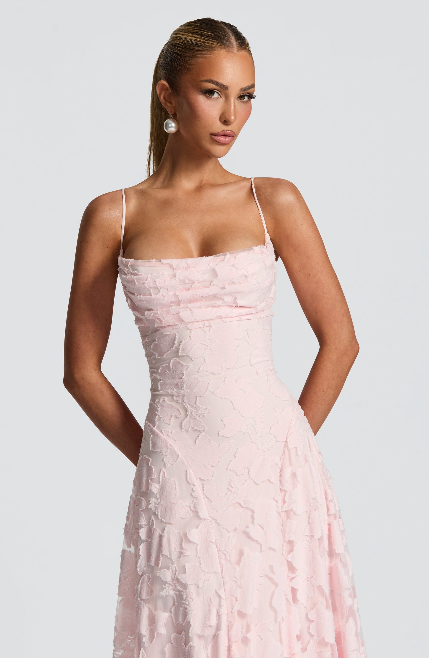 Women's Floral Lace Spaghetti Strap A-Line Maxi Evening Dress Wedding Guest