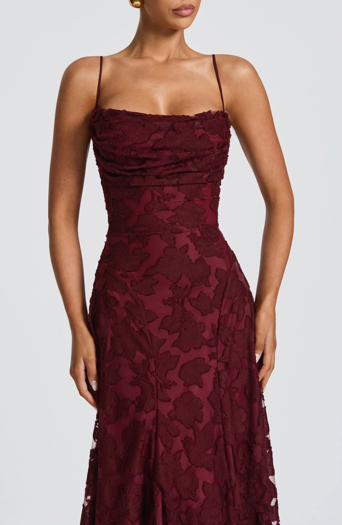 Women's Floral Lace Spaghetti Strap A-Line Maxi Evening Dress Wedding Guest