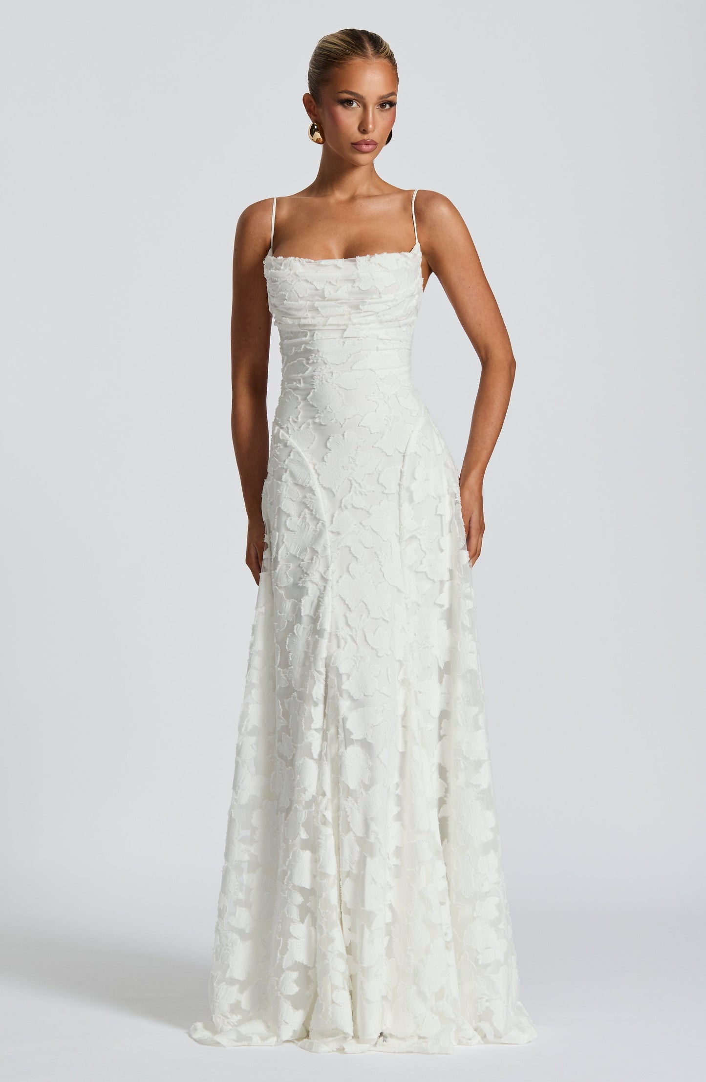 Women's Floral Lace Spaghetti Strap A-Line Maxi Evening Dress Wedding Guest
