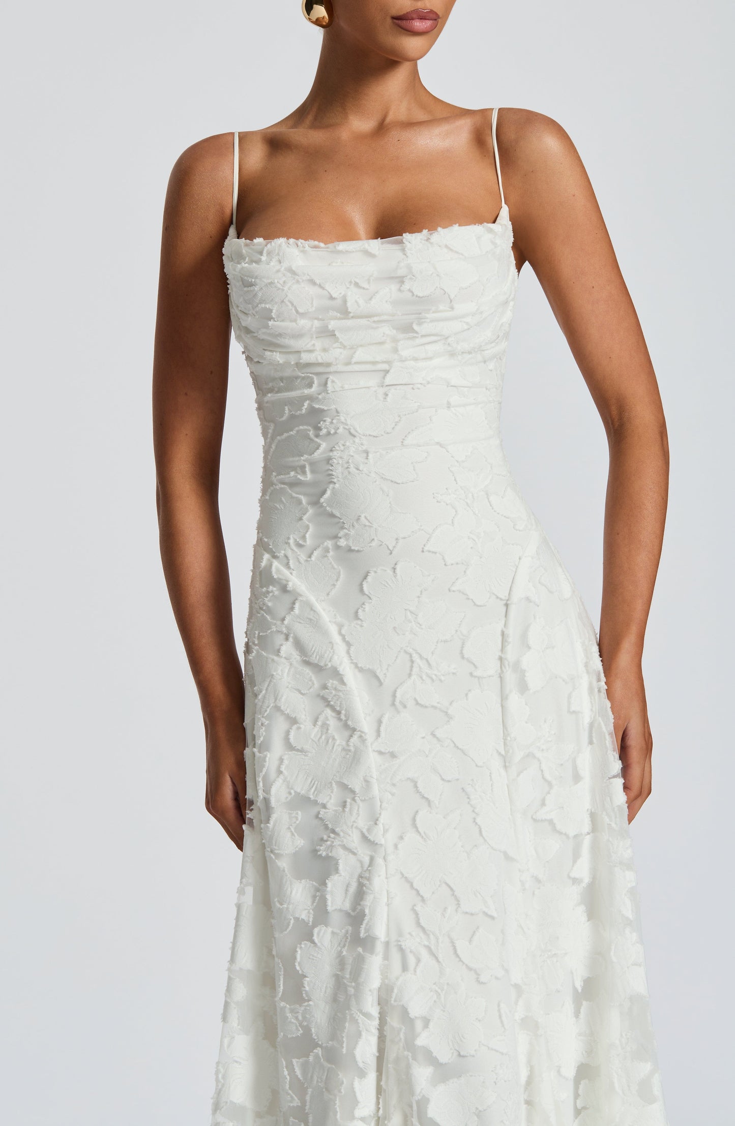 Women's Floral Lace Spaghetti Strap A-Line Maxi Evening Dress Wedding Guest